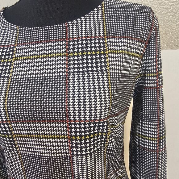 NWT 101 Idees Long Sleeve Tunic Dress Sz M/L Houndstooth Artsy Boho Chic S0377 - Picture 2 of 11